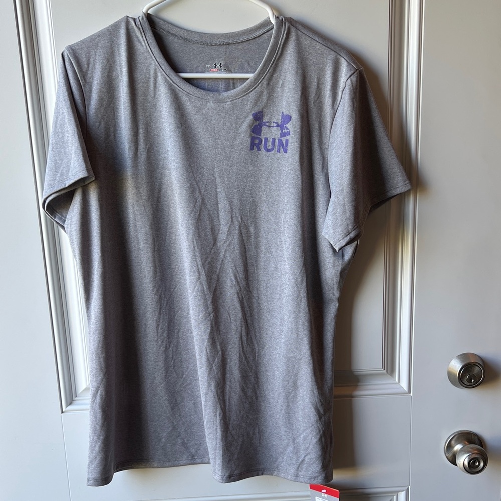 Under Armour Gray Tee with Purple Accents
